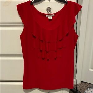 WEEKEND SALE! Claudia Richard Deep Red Ruffle Layered Sleeveless Blouse- Size XL